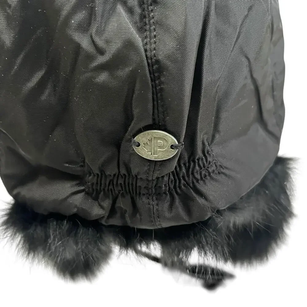 Pajar Canada Black Fur Trapper Hat | Origin Assured Fur Saga Furs | O/S  | Poms